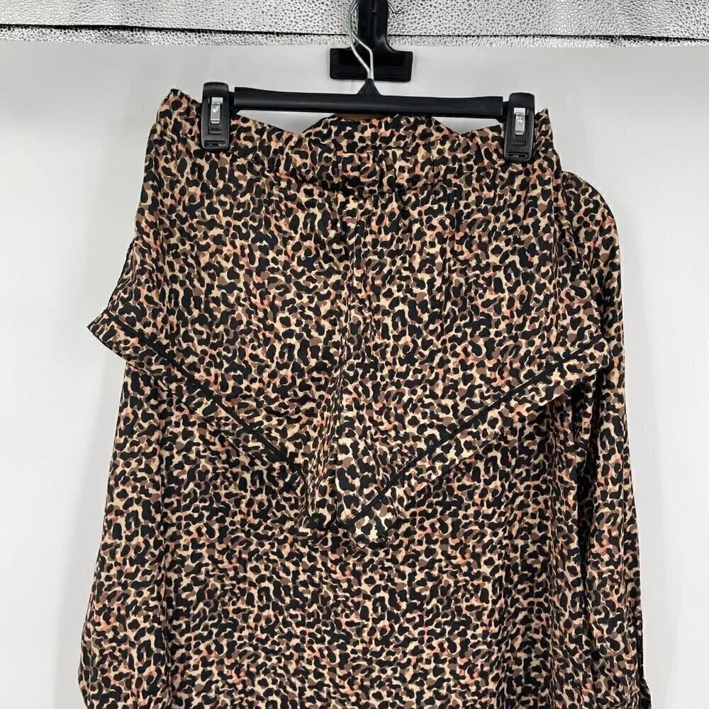 Plush Revolve Sleepwear Small Womens Animal Print Shorts Top Leopard Casual New